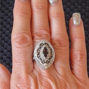 HSN Brown Sugar Smoky Quartz Diamond Ring
